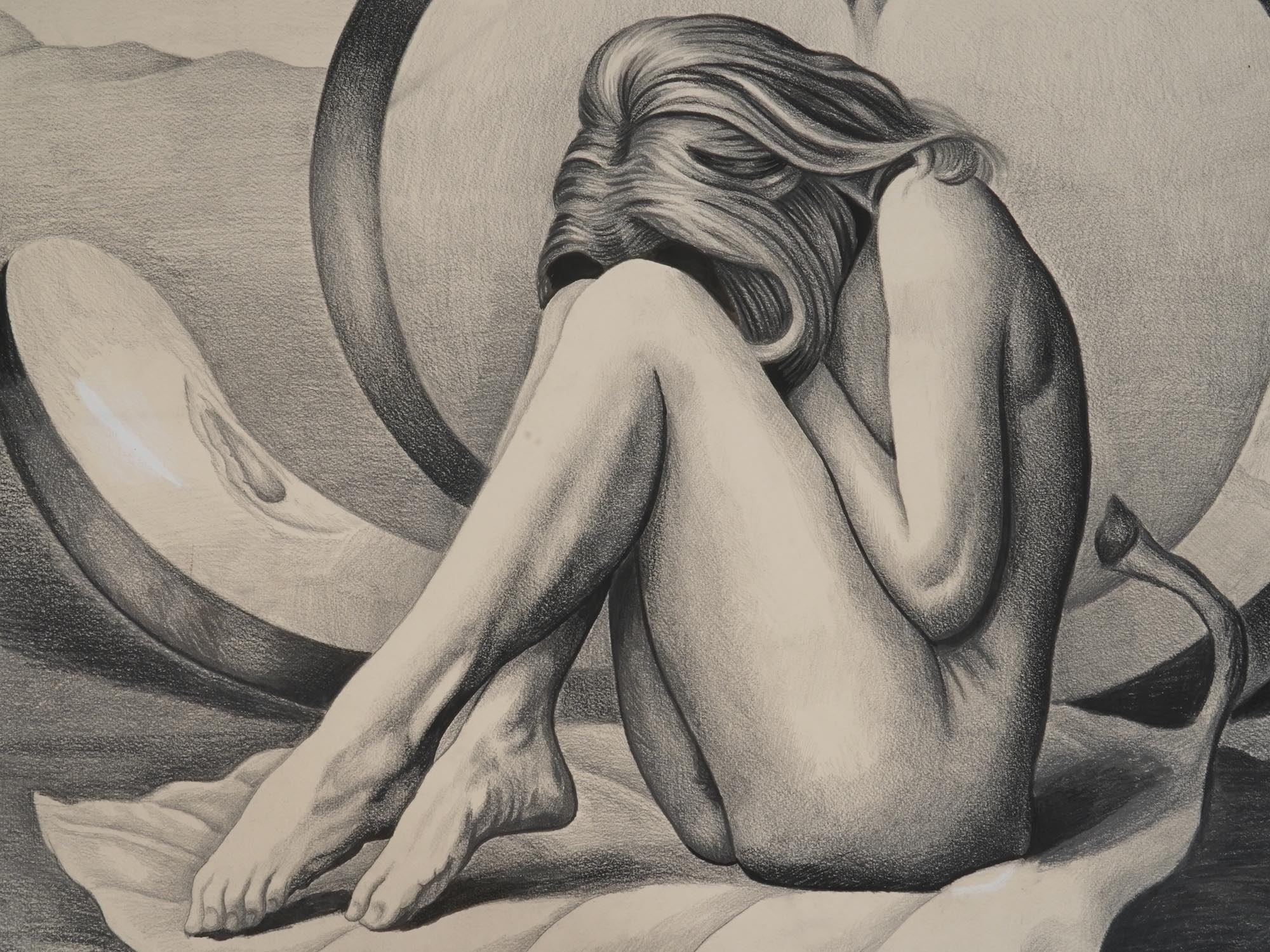 MEXICAN SURREAL GRAPHITE PAINTING BY ABEL JIMENEZ PIC-2